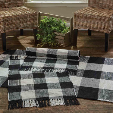 Wicklow Check Rag Rugs - Black & Cream - The Fox Decor